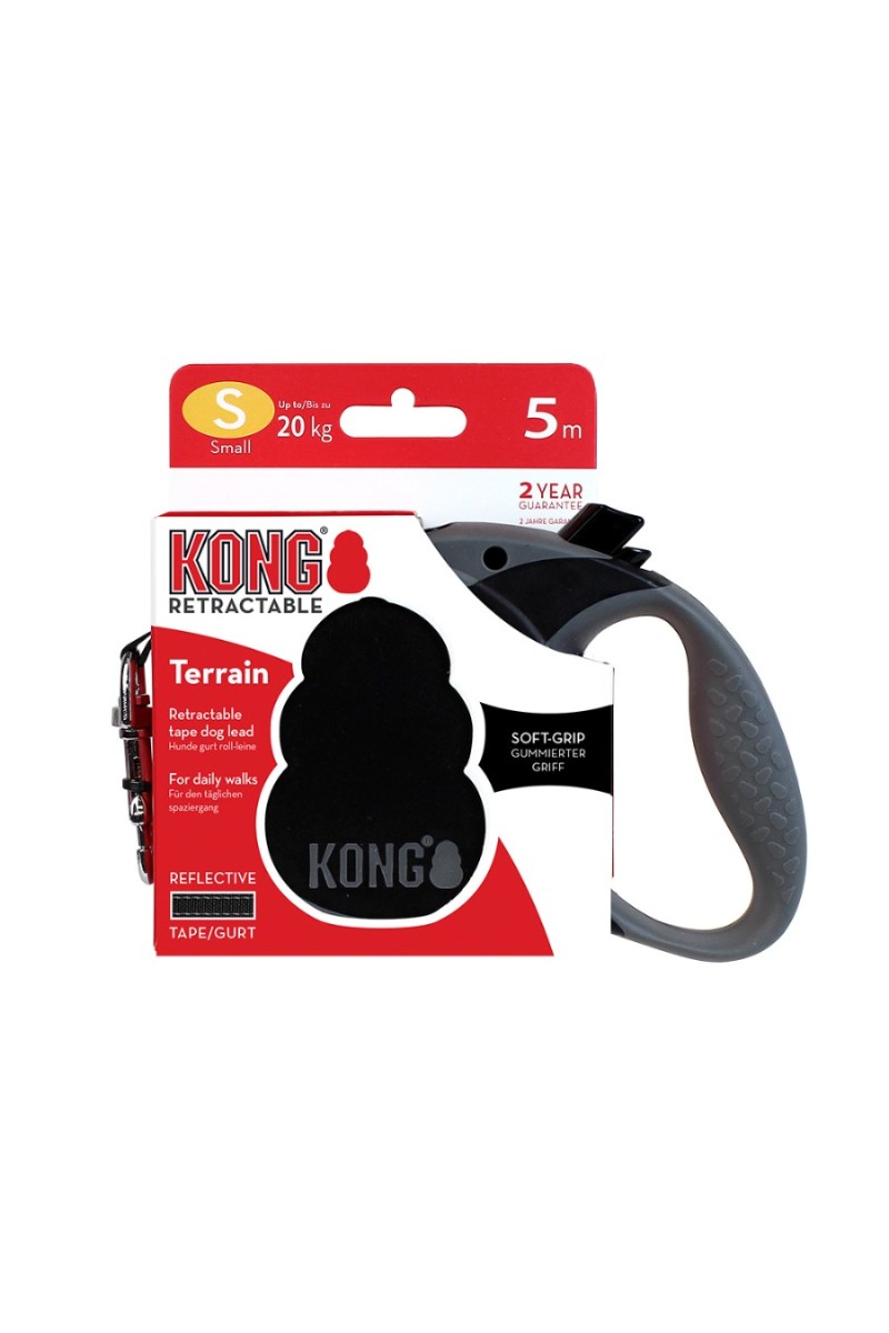 KONG CORREA RETRACTIL TERRAIN SMALL NEGRA 20 KG