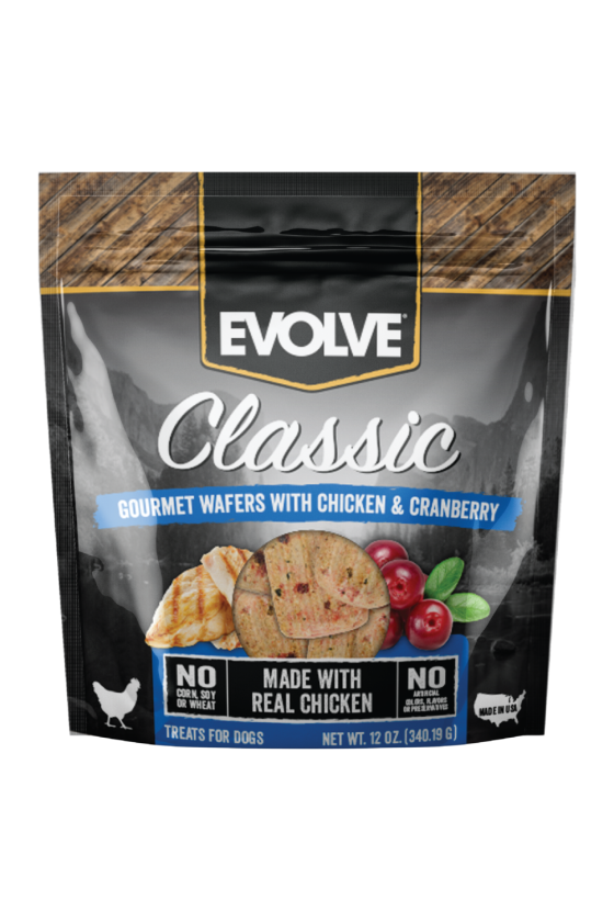 Evolve dog snack classic wafers al horno chicken pollo