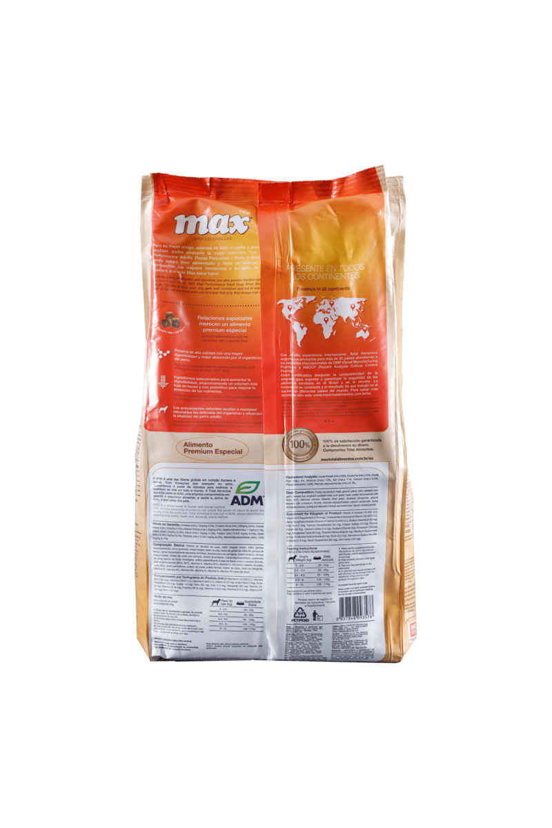 MAX PROFESSIONAL LINE PERFORMANCE ADULTOS RAZAS PEQUEÑAS POLLO & ARROZ