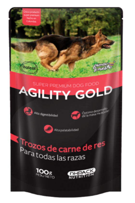 Agility Gold Húmedo - Trrozos de carne de res – Pouche
