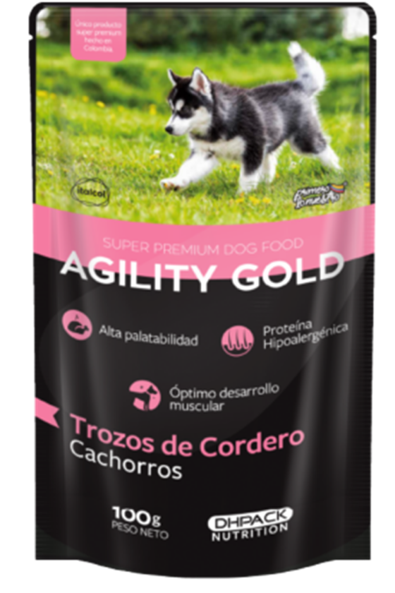 Agility Gold Húmedo Cachorros Trozos de Cordero - Pouche