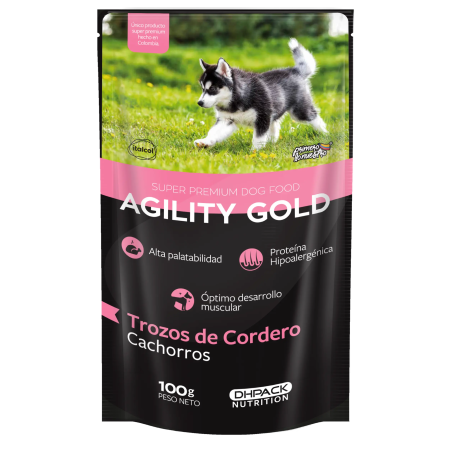 Agility Gold Húmedo Cachorros Trozos de Cordero - Pouche