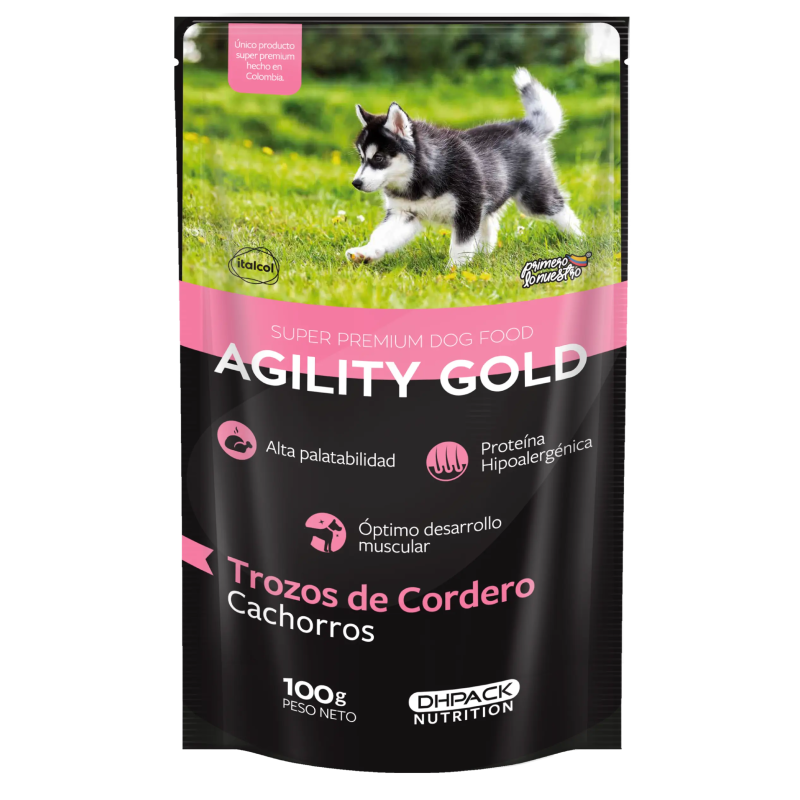 Agility Gold Húmedo Cachorros Trozos de Cordero - Pouche