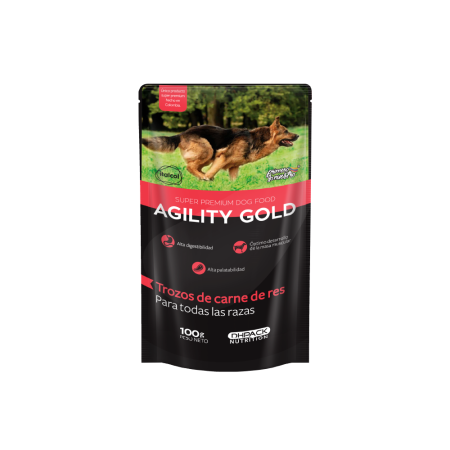 Agility Gold Húmedo - Trrozos de carne de res – Pouche