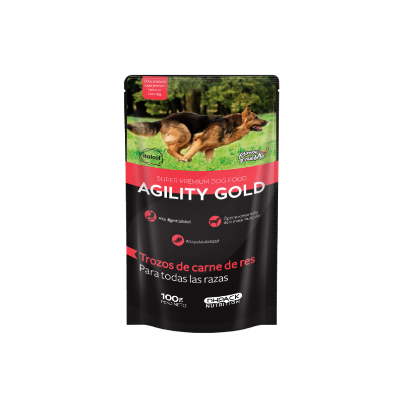 Agility Gold Húmedo - Trrozos de carne de res – Pouche