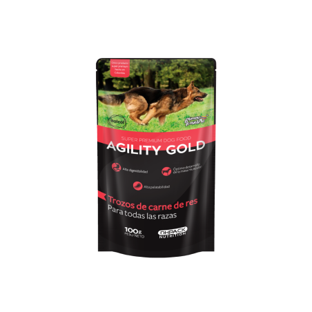 Agility Gold Húmedo - Trrozos de carne de res – Pouche