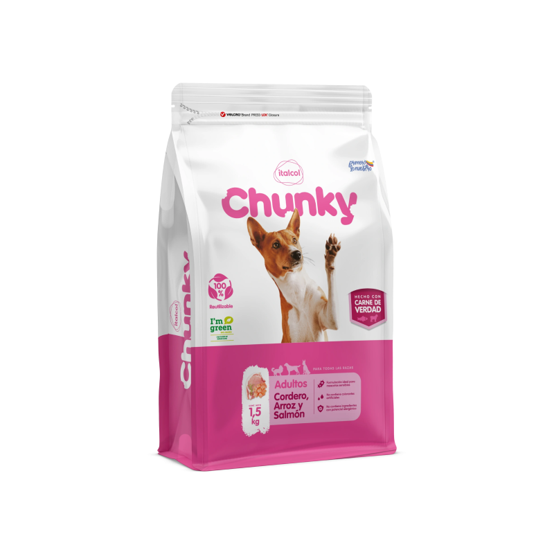 Chunky Adultos Cordero, Arroz y Salmón (Razas Grandes)