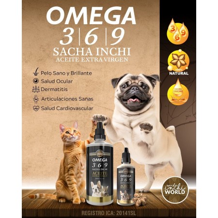 Omega 3 6 9 para Mascotas - Aceite de Sacha Inchi(Gotero 60ml/120ml)