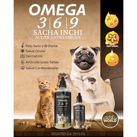 Omega 3 6 9 para Mascotas - Aceite de Sacha Inchi(Gotero 60ml/120ml)